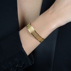 Bracelete Dourado de Renda Vazado Banhado a Ouro 18k